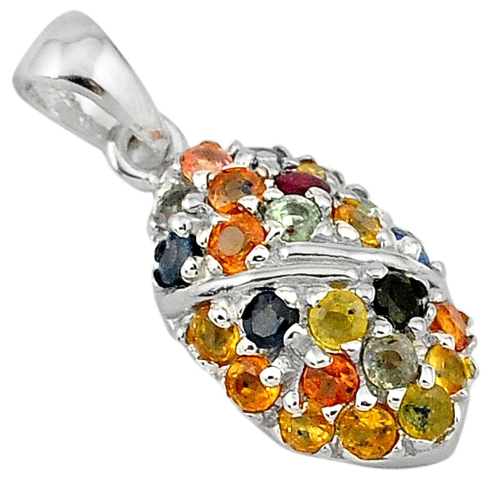 6.12cts natural multicolor sapphire 925 sterling silver pendant jewelry c18231