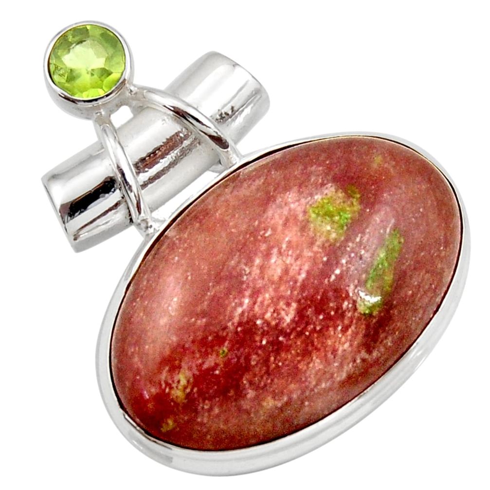 24.38cts natural muscovite peridot 925 sterling silver pendant d42272