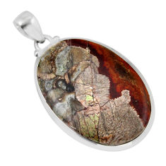 23.23cts natural mushroom rhyolite 925 sterling silver pendant jewelry y52232
