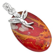 26.94cts natural noreena jasper 925 silver angel wings fairy pendant r91252