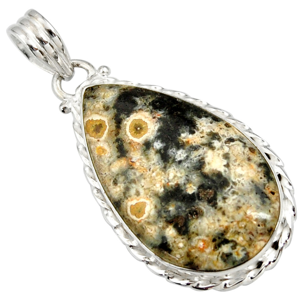 18.68cts natural ocean sea jasper (madagascar) 925 silver pendant jewelry d41354