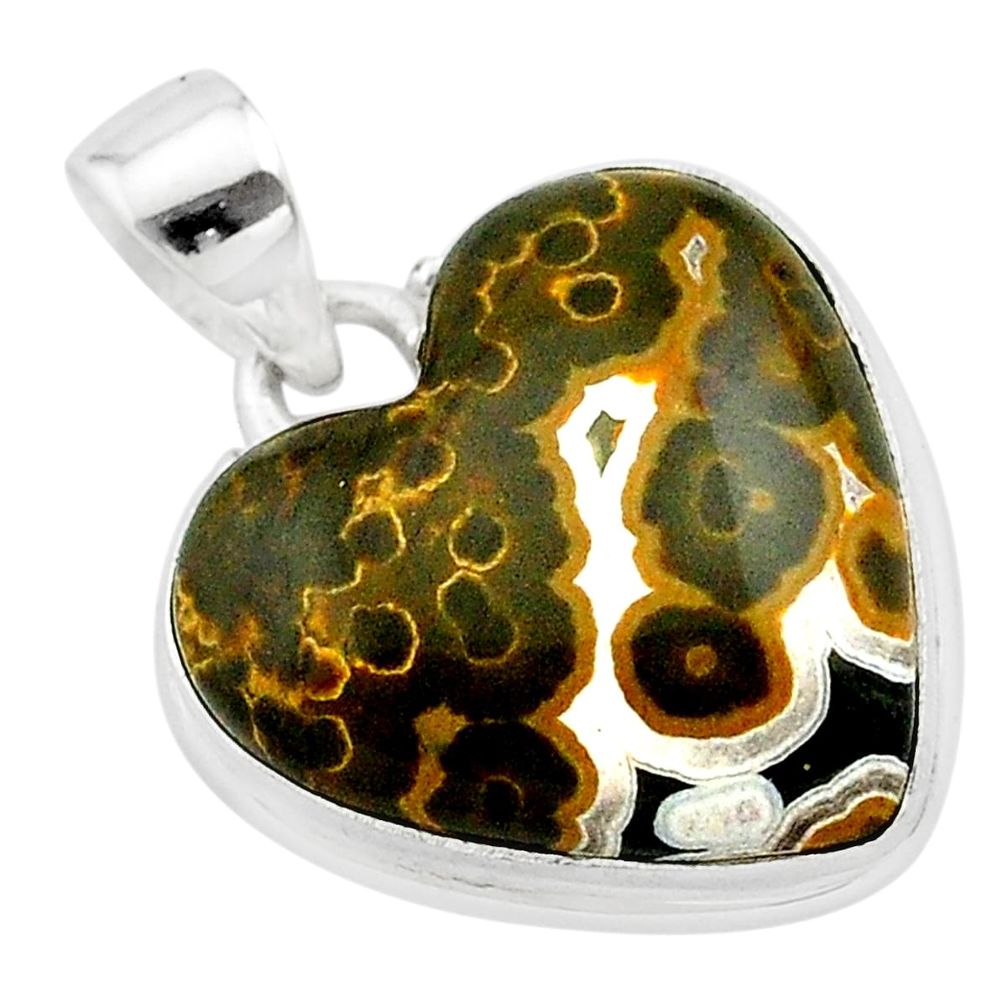 15.65cts heart ocean sea jasper (madagascar) 925 silver pendant jewelry t22969