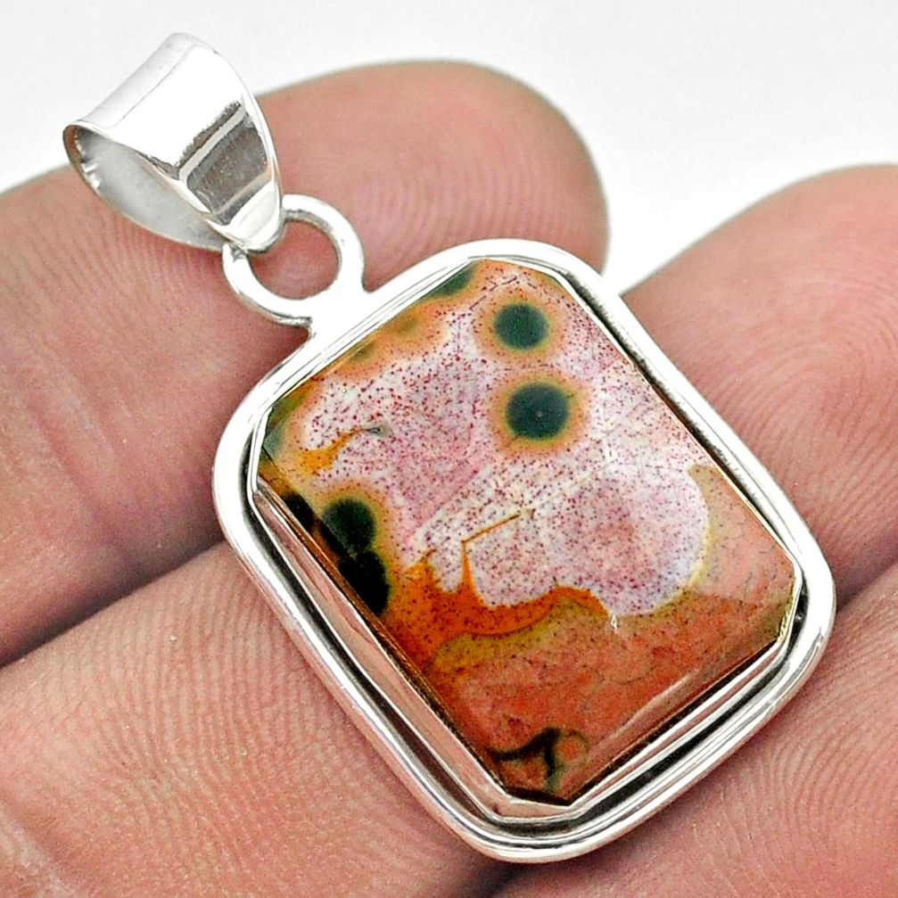 14.68cts natural ocean sea jasper (madagascar) 925 silver pendant jewelry t53766