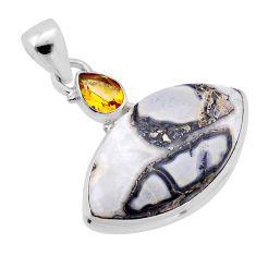 16.87cts natural ocean sea jasper (madagascar) citrine 925 silver pendant n51551