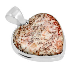 15.96cts natural ocean sea jasper (madagascar) heart 925 silver pendant y55525