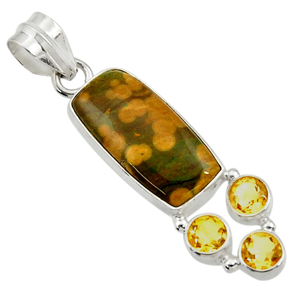 12.10cts natural ocean sea jasper (madagascar) octagan 925 silver pendant d43245