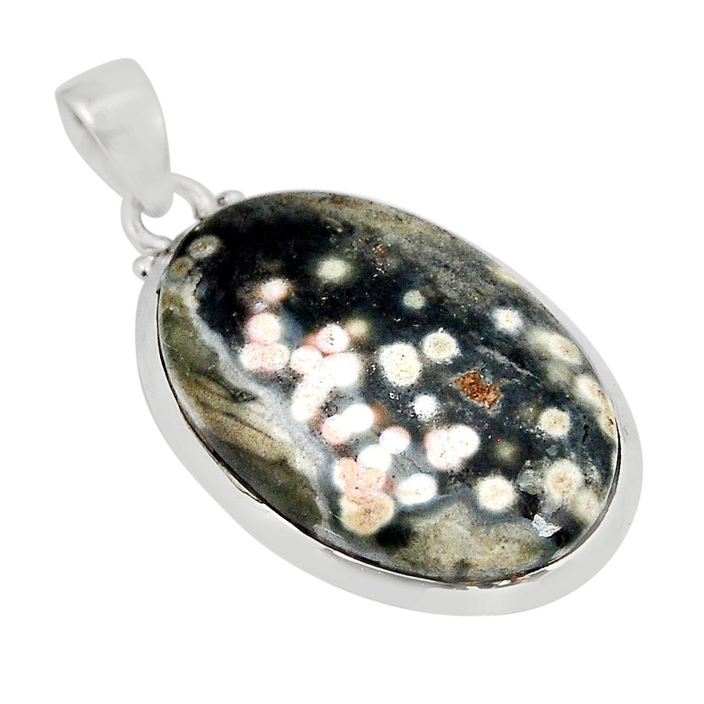 18.70cts natural ocean sea jasper (madagascar) oval 925 silver pendant y55557