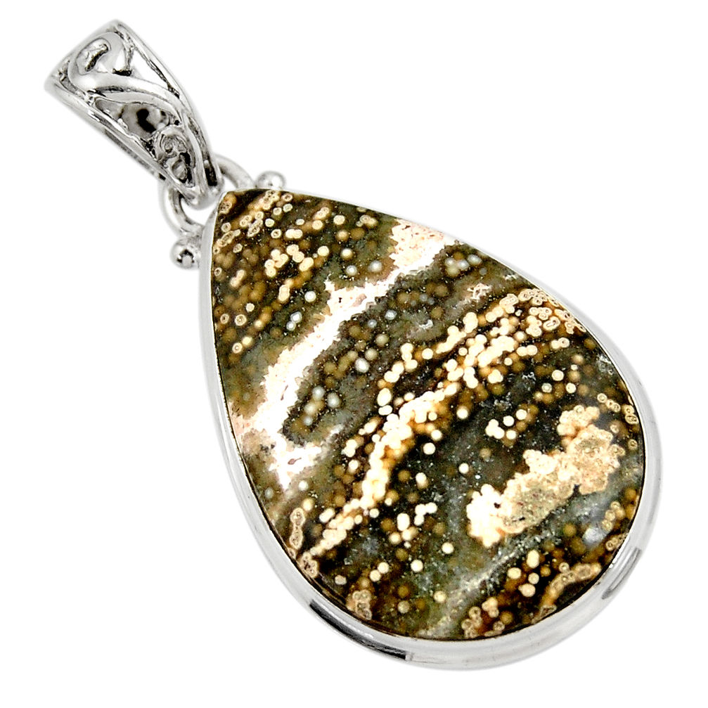  ocean sea jasper (madagascar) pear 925 silver pendant d39423