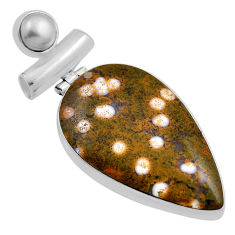 22.59cts natural ocean sea jasper (madagascar) pearl 925 silver pendant n25013
