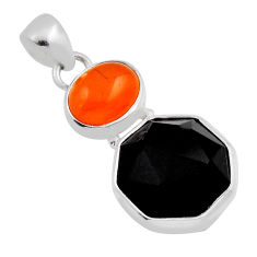 10.78cts natural onyx hexagon cornelian (carnelian) 925 silver pendant n25774