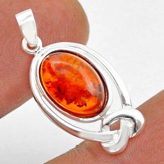 2.26cts natural orange baltic amber (poland) 925 sterling silver pendant c28946