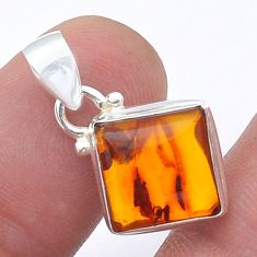3.09cts natural orange baltic amber (poland) 925 sterling silver pendant u61491