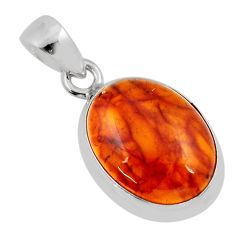5.89cts natural orange baltic amber (poland) oval 925 silver pendant y48847
