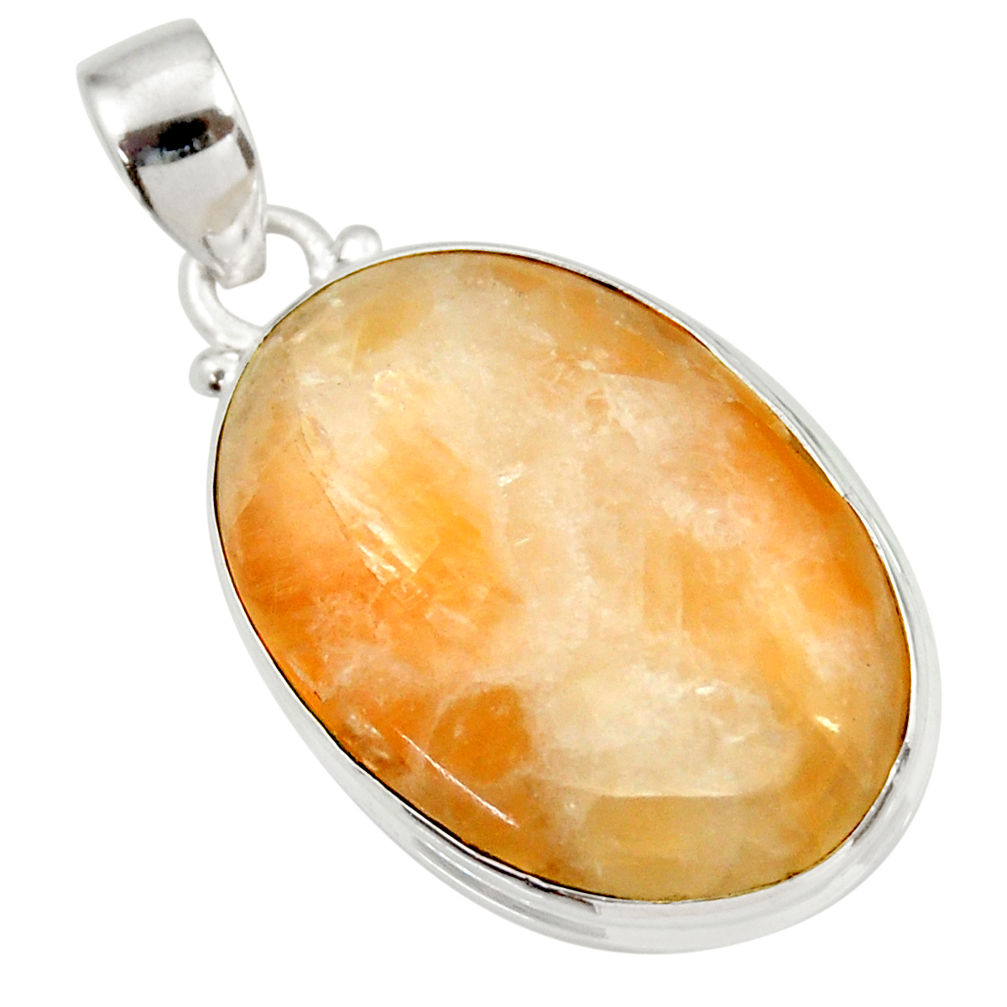 20.88cts natural orange calcite 925 sterling silver pendant jewelry d41666