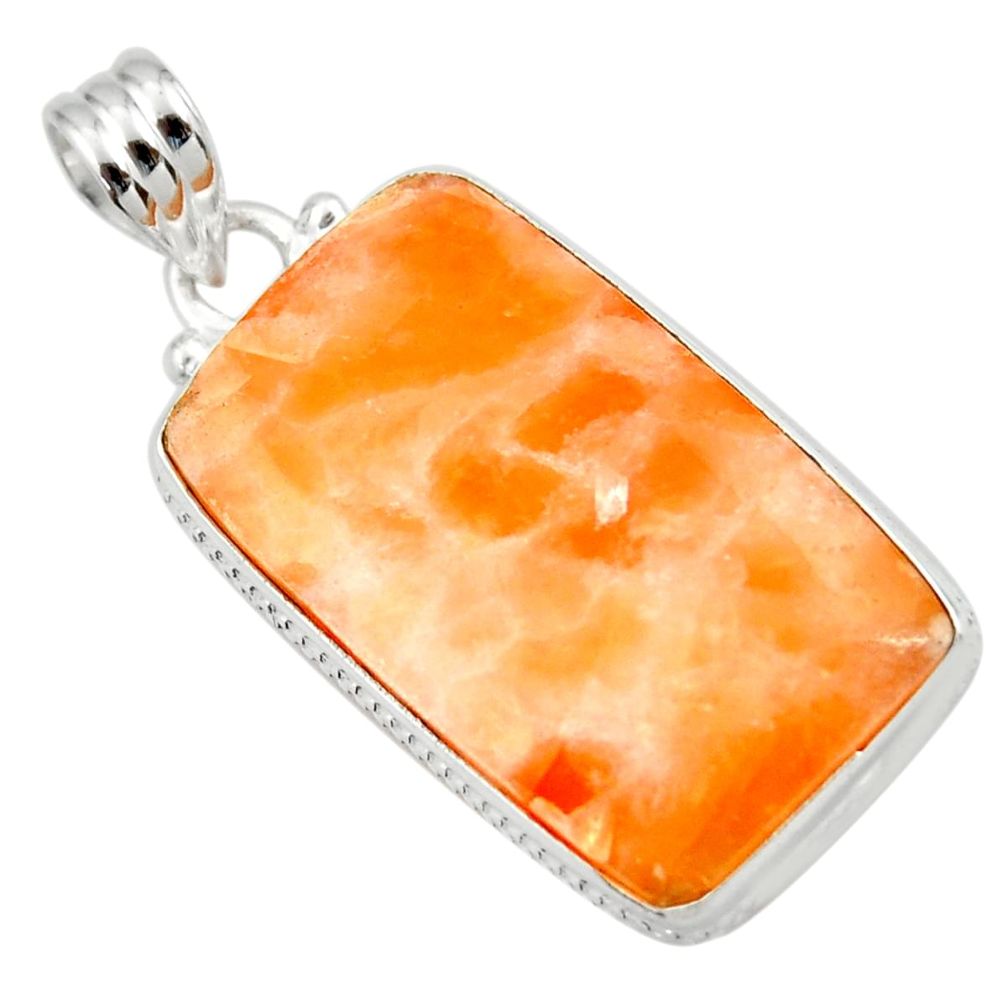 22.87cts natural orange calcite 925 sterling silver pendant jewelry d41667