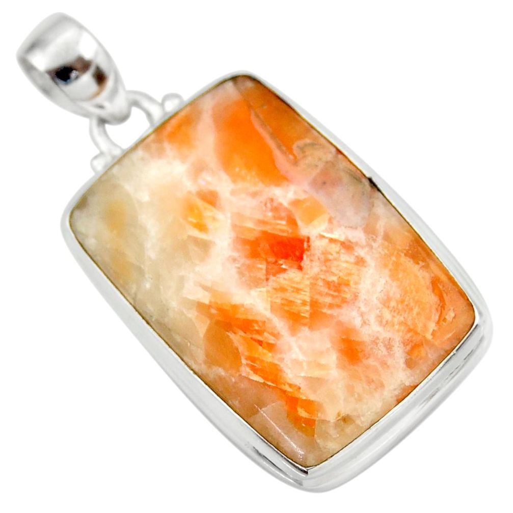 25.60cts natural orange calcite 925 sterling silver pendant jewelry d41678