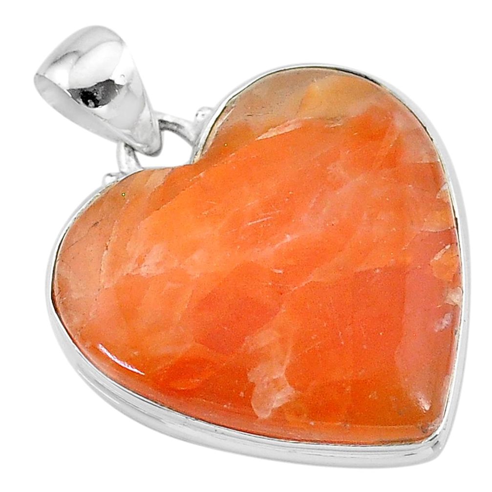 26.14cts natural orange calcite 925 sterling silver pendant jewelry t13235