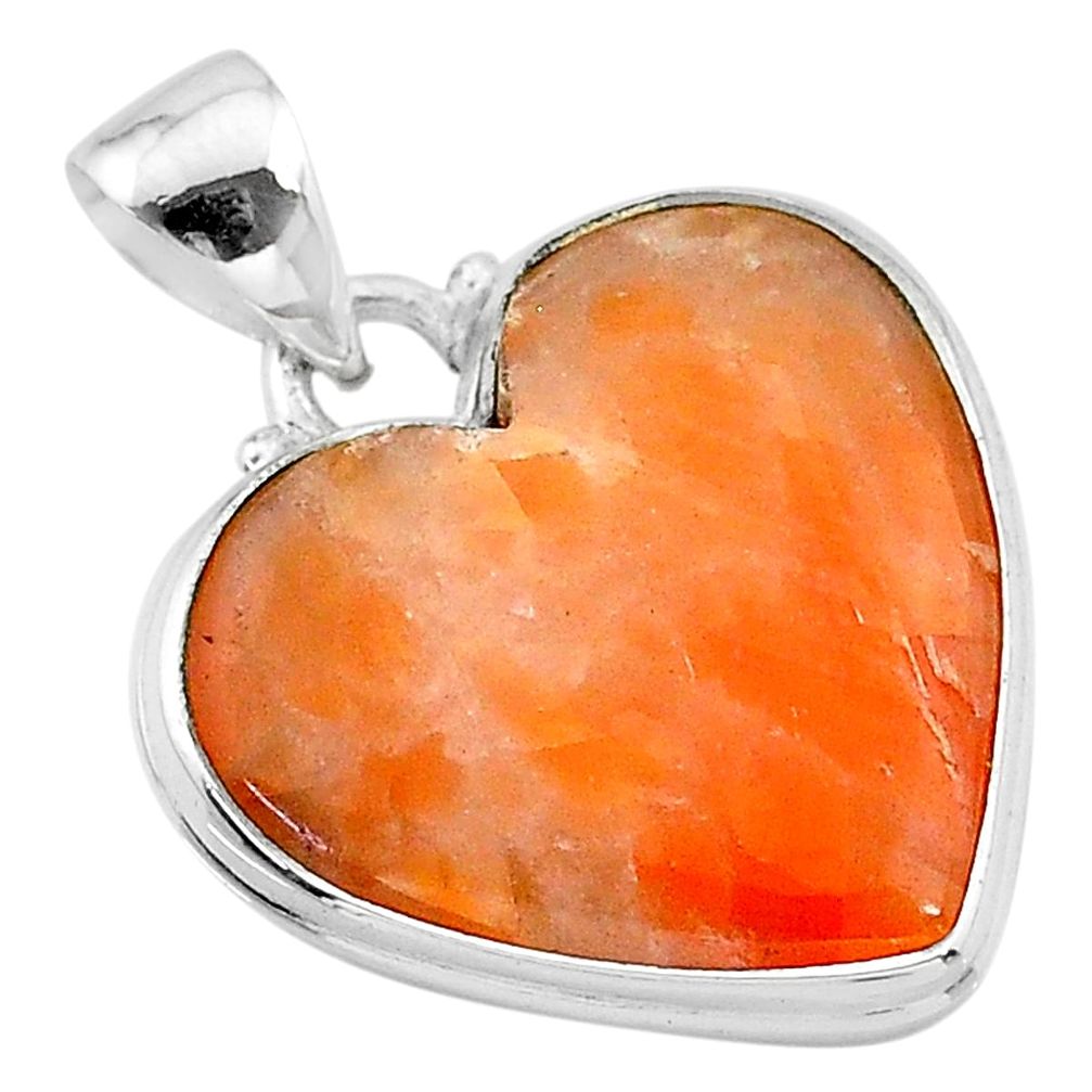 16.70cts natural orange calcite 925 sterling silver pendant jewelry t13236