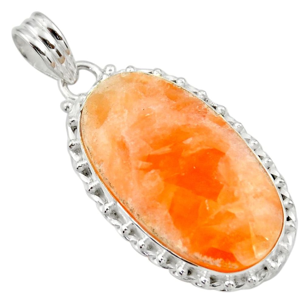  orange calcite oval 925 sterling silver pendant jewelry d41661