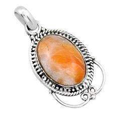 6.10cts natural orange calcite oval 925 sterling silver pendant jewelry y21024