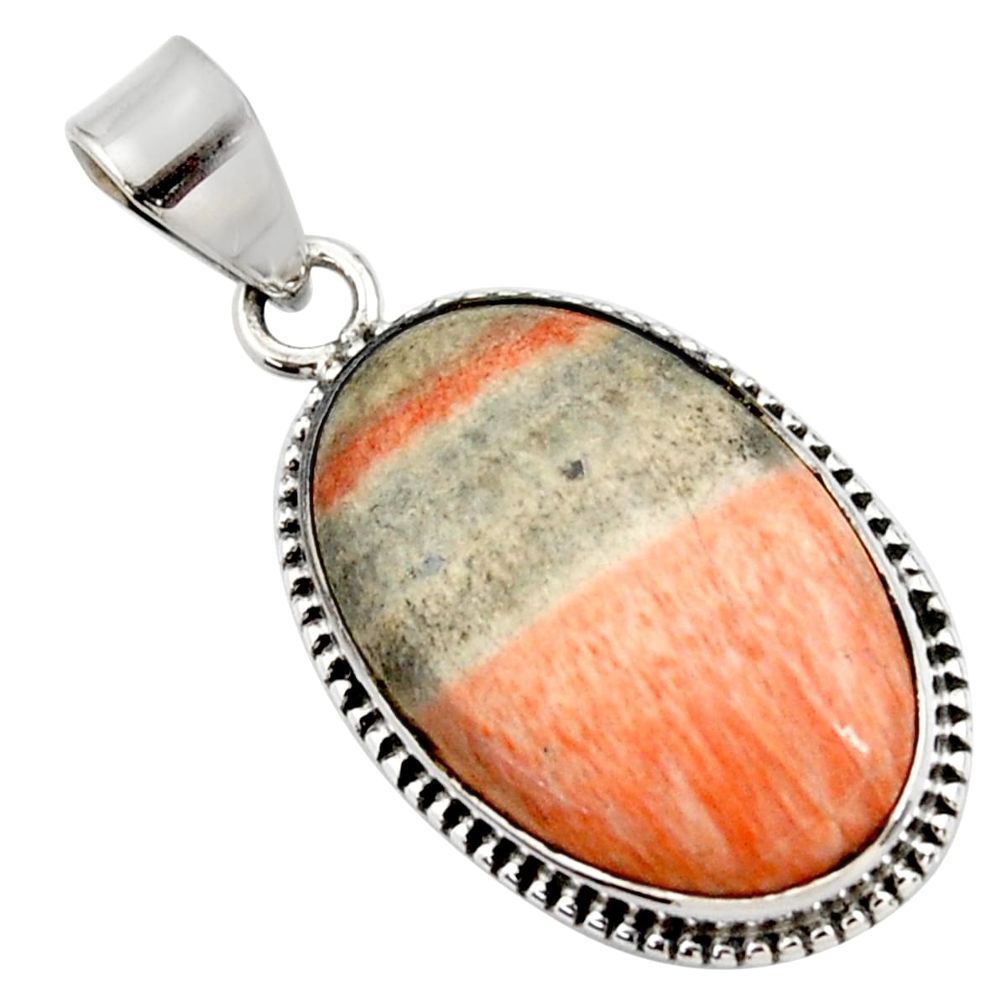 19.23cts natural orange celestobarite 925 sterling silver pendant jewelry r27995