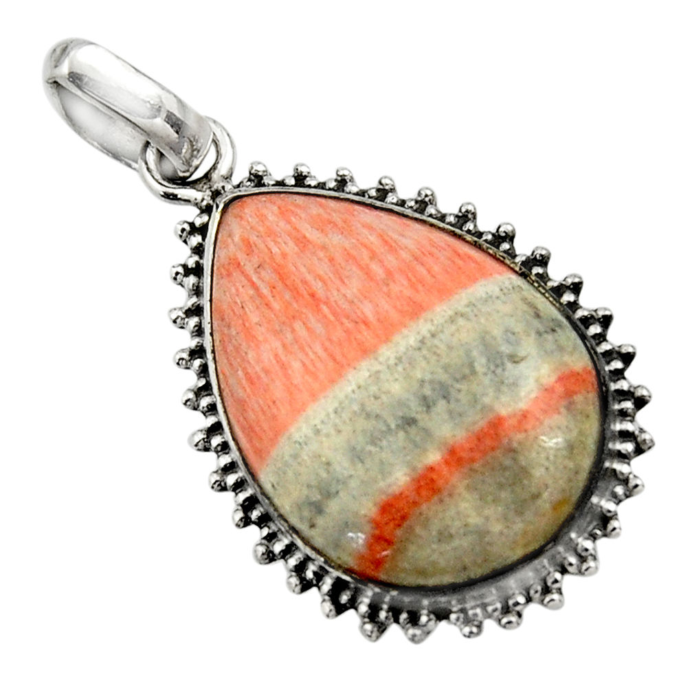 22.02cts natural orange celestobarite 925 sterling silver pendant jewelry r31966