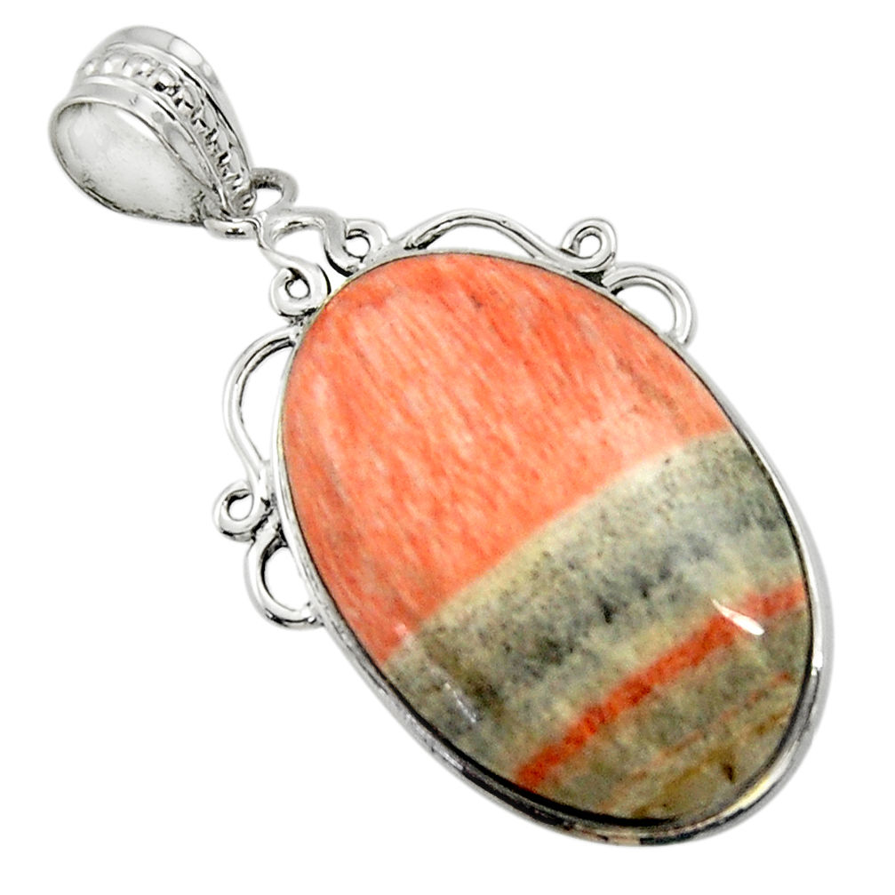 22.49cts natural orange celestobarite 925 sterling silver pendant jewelry r31973