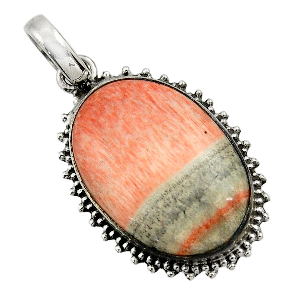 21.48cts natural orange celestobarite 925 sterling silver pendant jewelry r31979