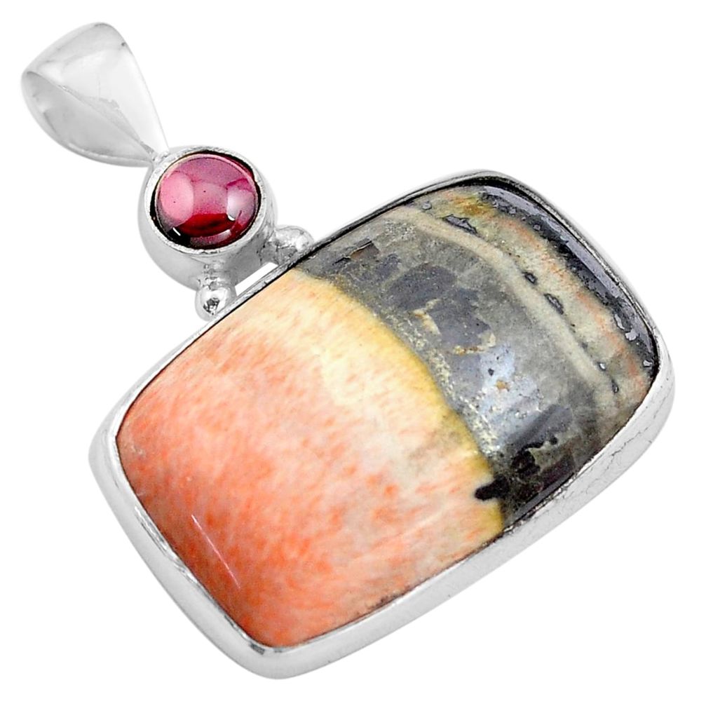 31.53cts natural orange celestobarite garnet 925 sterling silver pendant p85312