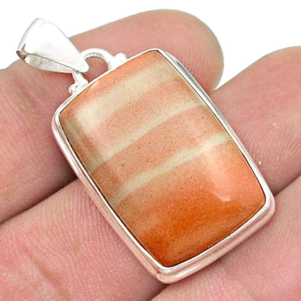 18.22cts natural orange celestobarite octagan sterling silver pendant u50907