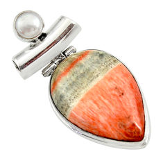 Clearance Sale- 26.16cts natural orange celestobarite pearl 925 sterling silver pendant r30612