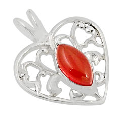 1.88cts natural orange cornelian (carnelian) 925 silver heart pendant y55746