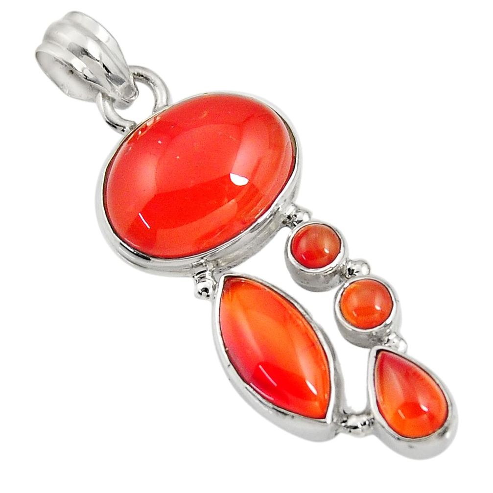 17.67cts natural orange cornelian (carnelian) 925 sterling silver pendant d43674