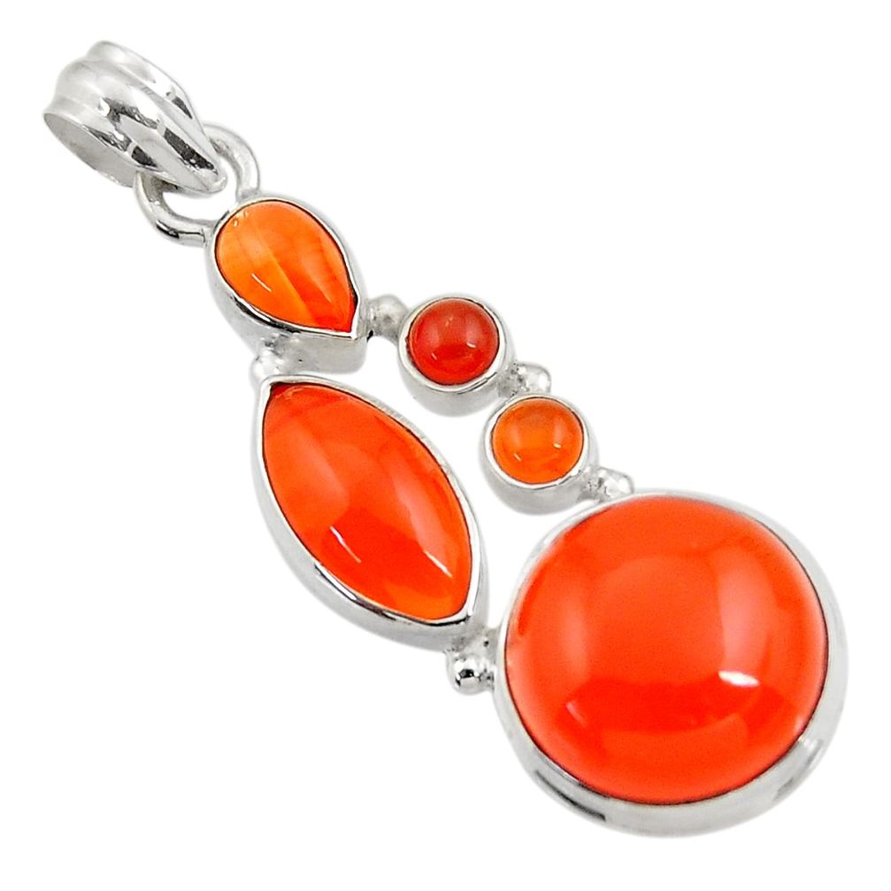 17.67cts natural orange cornelian (carnelian) 925 sterling silver pendant d43704