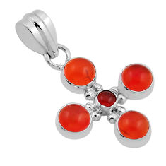 4.61cts natural orange cornelian (carnelian) 925 sterling silver pendant n24503