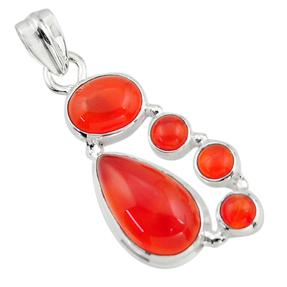 15.70cts natural orange cornelian (carnelian) 925 sterling silver pendant r43104