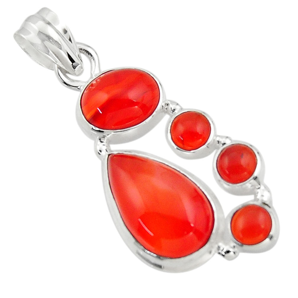 15.41cts natural orange cornelian (carnelian) 925 sterling silver pendant r43105