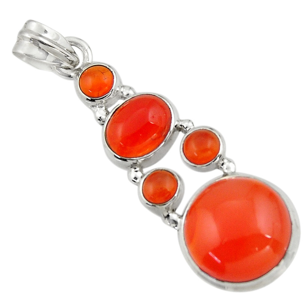 16.74cts natural orange cornelian (carnelian) 925 sterling silver pendant r43116