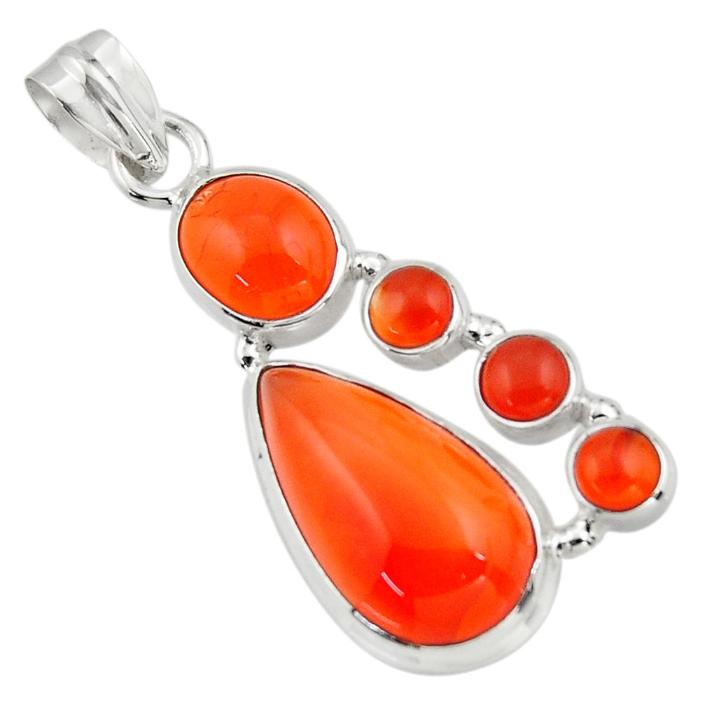 17.21cts natural orange cornelian (carnelian) 925 sterling silver pendant r43117