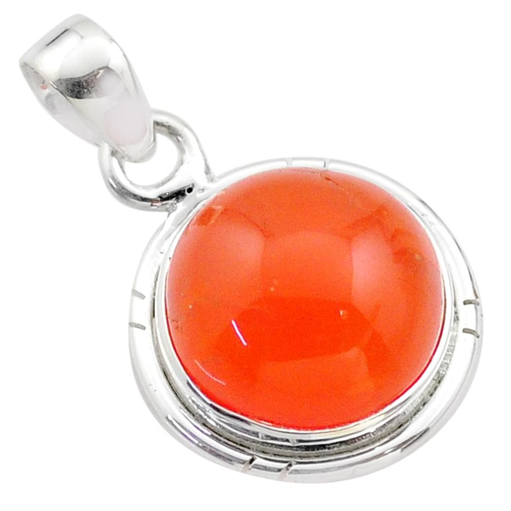 10.31cts natural orange cornelian (carnelian) 925 sterling silver pendant t75053