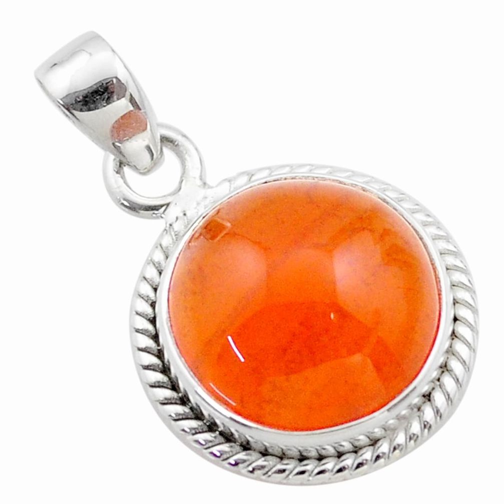 9.18cts natural orange cornelian (carnelian) 925 sterling silver pendant t75066