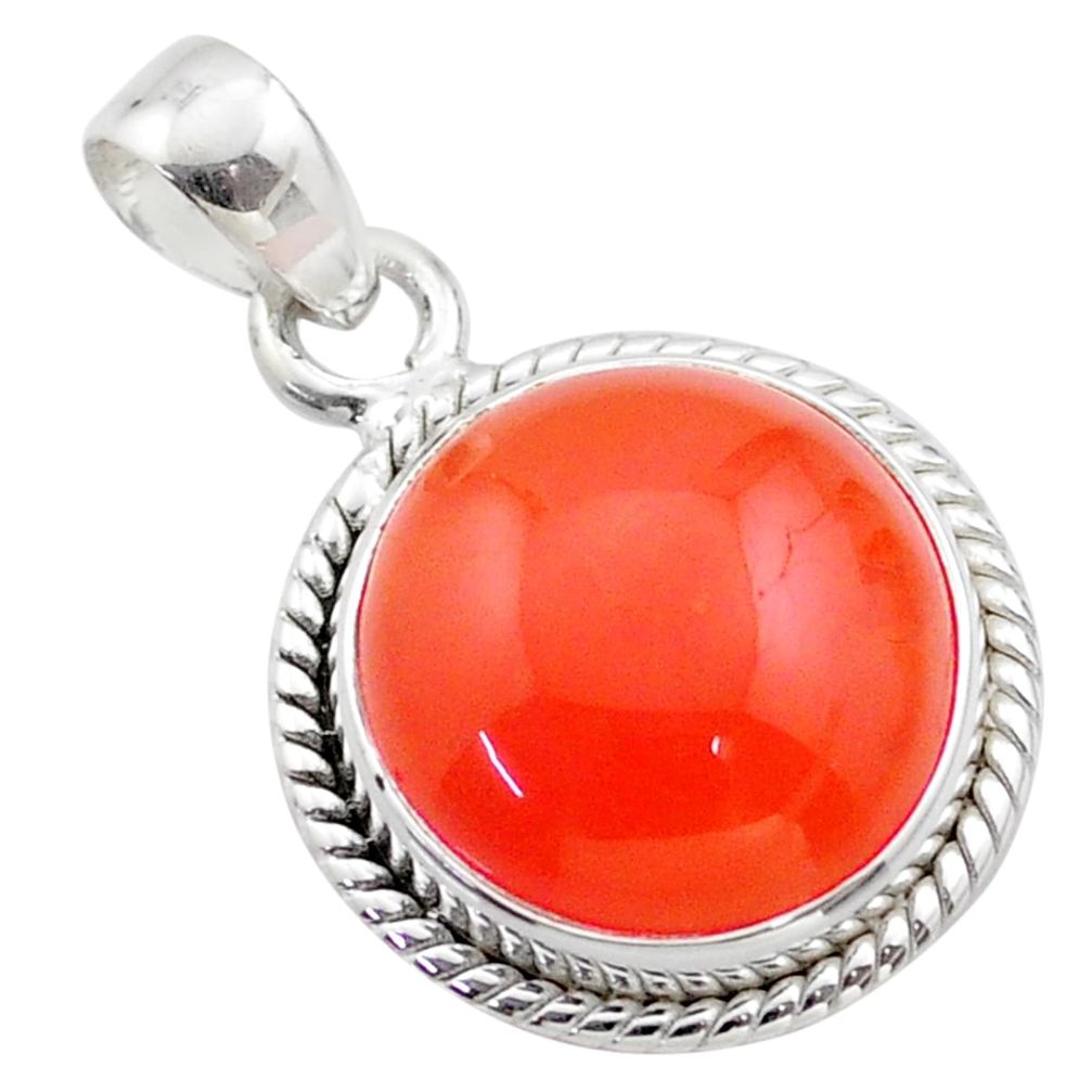 9.49cts natural orange cornelian (carnelian) 925 sterling silver pendant t75070