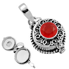 2.81cts natural orange cornelian (carnelian) silver poison box pendant n25409