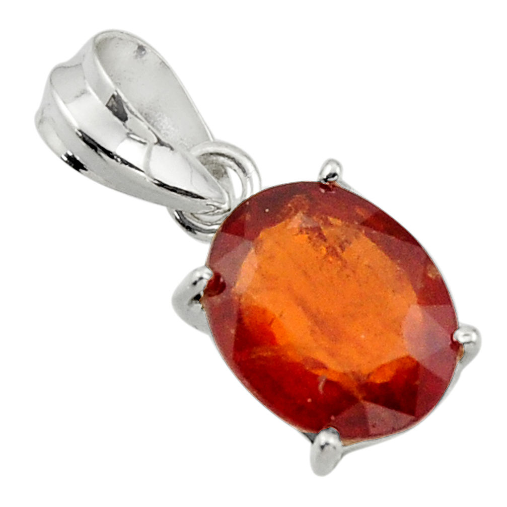 5.26cts natural orange hessonite garnet 925 sterling silver pendant r43365