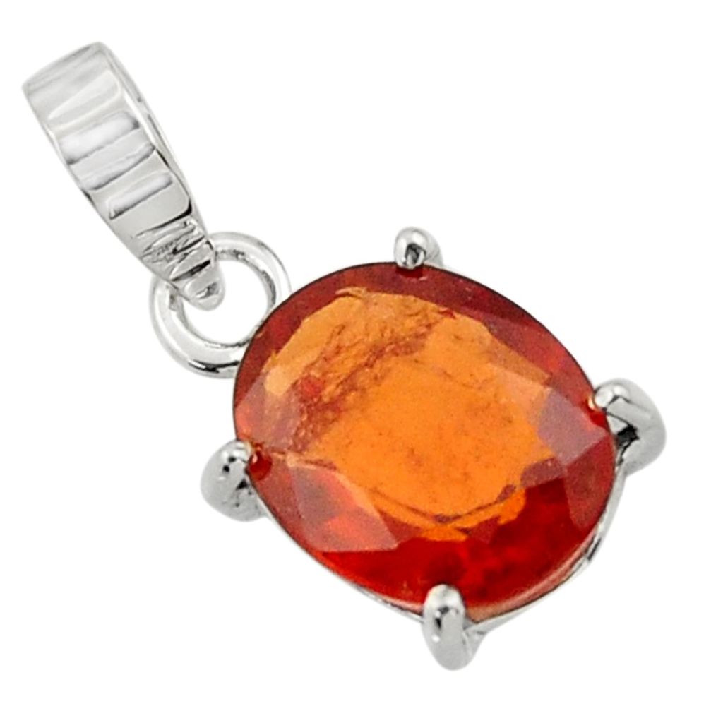 4.91cts natural orange hessonite garnet 925 sterling silver pendant r43376