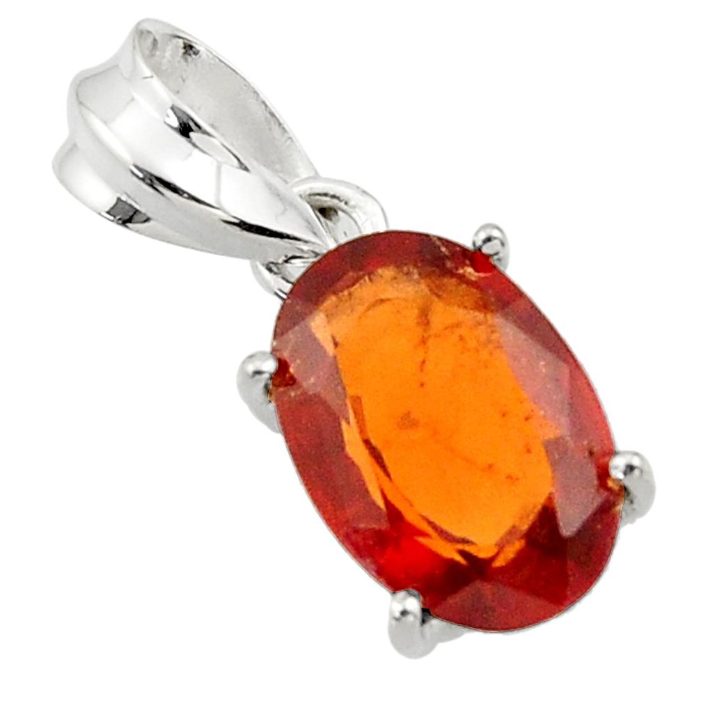 5.05cts natural orange hessonite garnet 925 sterling silver pendant r43377