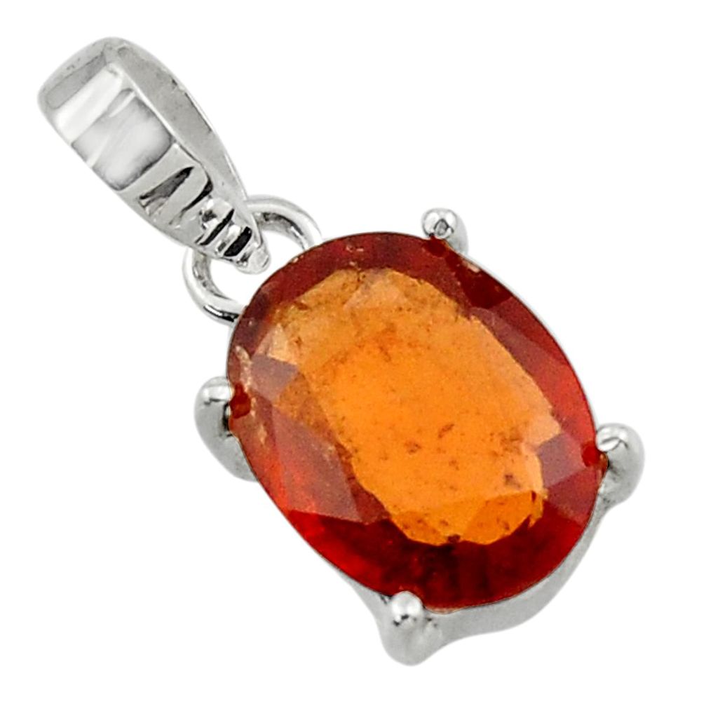 5.07cts natural orange hessonite garnet 925 sterling silver pendant r43384