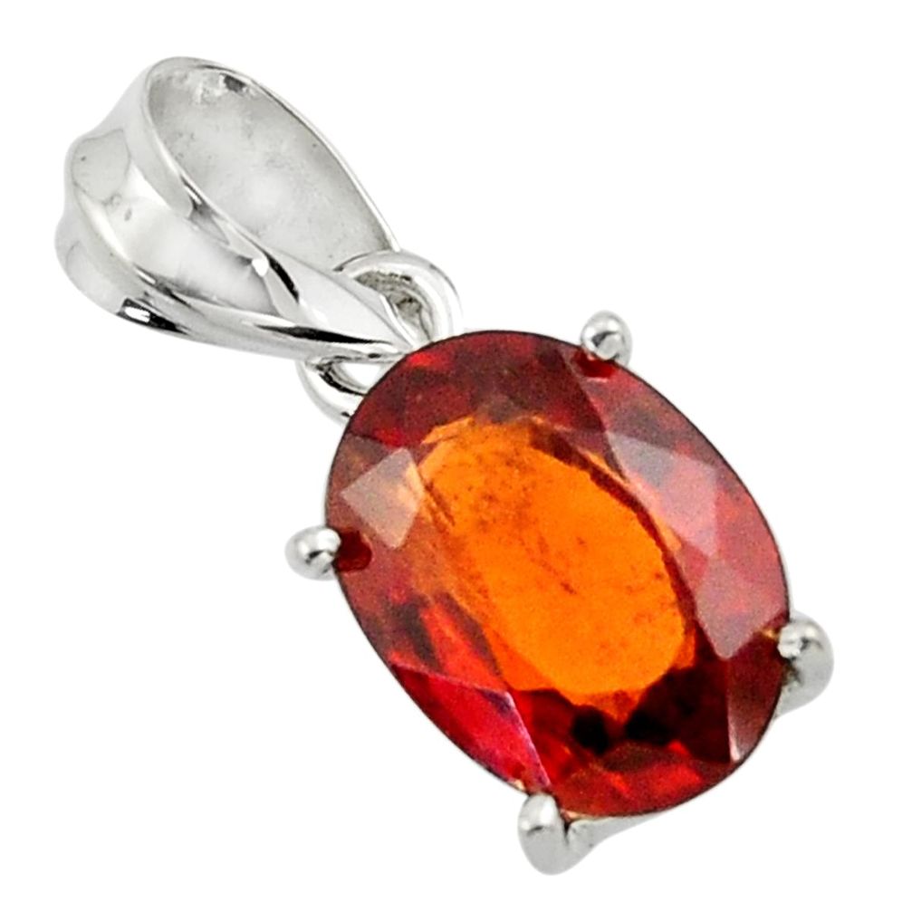 5.25cts natural orange hessonite garnet 925 sterling silver pendant r43385