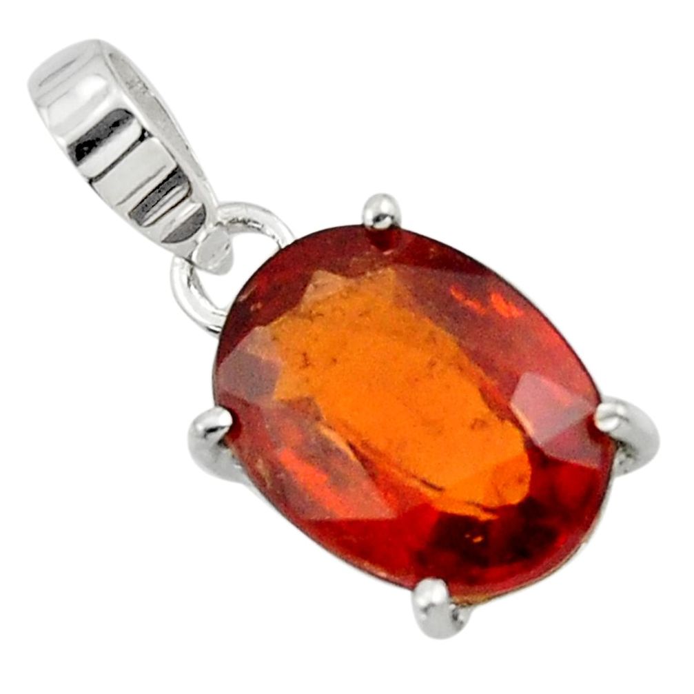 5.20cts natural orange hessonite garnet 925 sterling silver pendant r43391