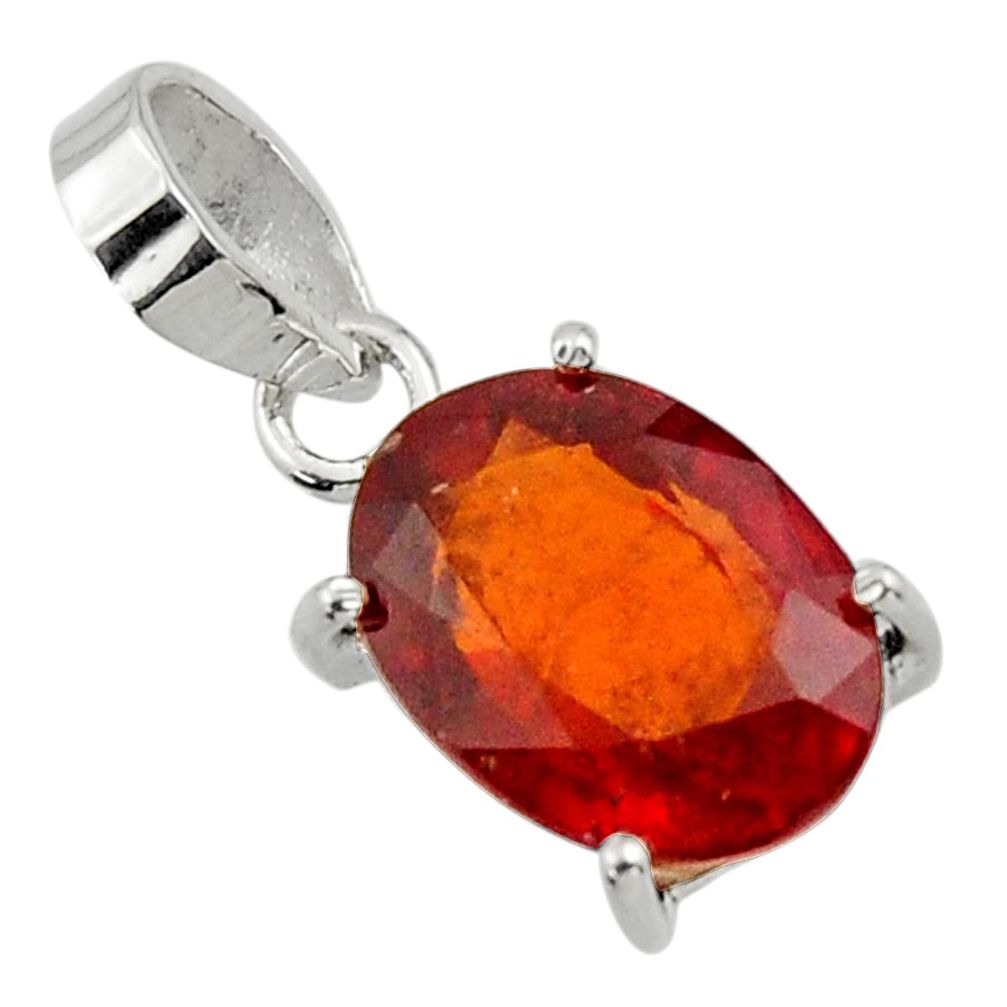 5.24cts natural orange hessonite garnet 925 sterling silver pendant r43394